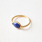 Lapis Lazuli Ring, 18K Gold Filled, Oval Gemstone, 6-8 US
