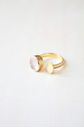 Aqua Chalcedony Oval Gemstone Ring, 18K Gold Filled Brass, Sizes 6-8 US