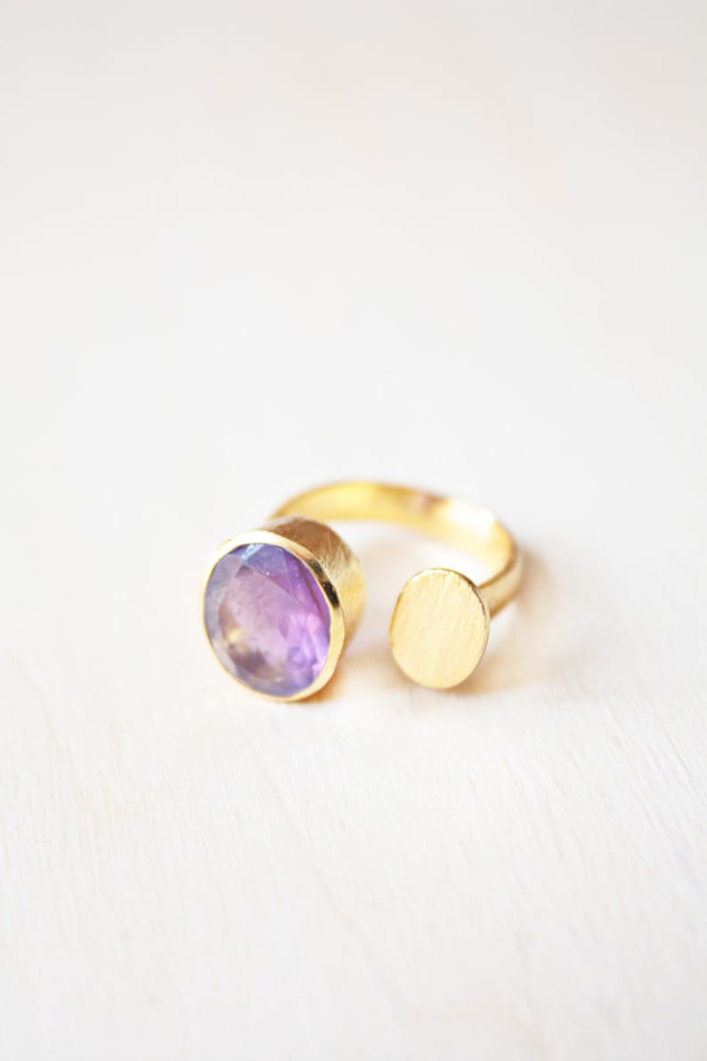 Aqua Chalcedony Oval Gemstone Ring, 18K Gold Filled Brass, Sizes 6-8 US