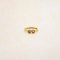 18K gold-plated open ring, set with green agate and green amethyst, adjustable