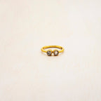 18K gold-plated open ring, set with green agate and green amethyst, adjustable