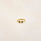 18K gold-plated open ring, set with green agate and green amethyst, adjustable