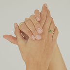 18K gold-plated open ring, set with green agate and green amethyst, adjustable