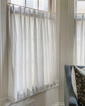 Pleated Ticking Striped Cafe Curtain, Tier Curtain, Kitchen and Bathroom Window Treatment, Farmhouse Style