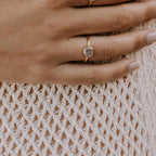 18K gold-plated brass ring featuring a square gemstone—available in rose quartz, green aventurine, or aquamarine