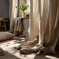 Linen curtains (tab-top style), natural linen color, farmhouse style