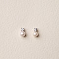 925 silver freshwater pearl stud earrings, pearl size 4.5–5 mm