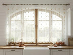 Extra Wide Embroidered Floral Sheer Curtain, Pink or Orange, Wavy Bottom, 1 Panel or Pair