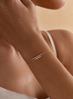 Double Chain Diamond Bracelet, 925 Sterling Silver, Gold or Silver, 15+3 cm Adjustable, Minimalist Bar Design