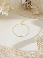 Minimalist diamond bracelet, crafted from exquisite 925 sterling silver, with an adjustable length of 15+3 cm