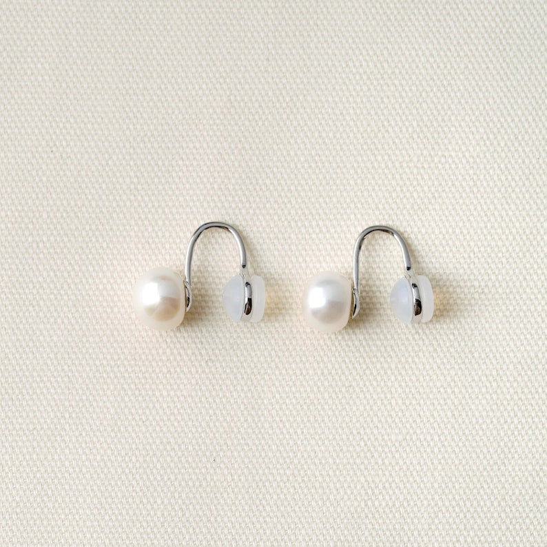 925 Sterling Silver Freshwater Pearl Clip-On Earrings, Minimalist Design