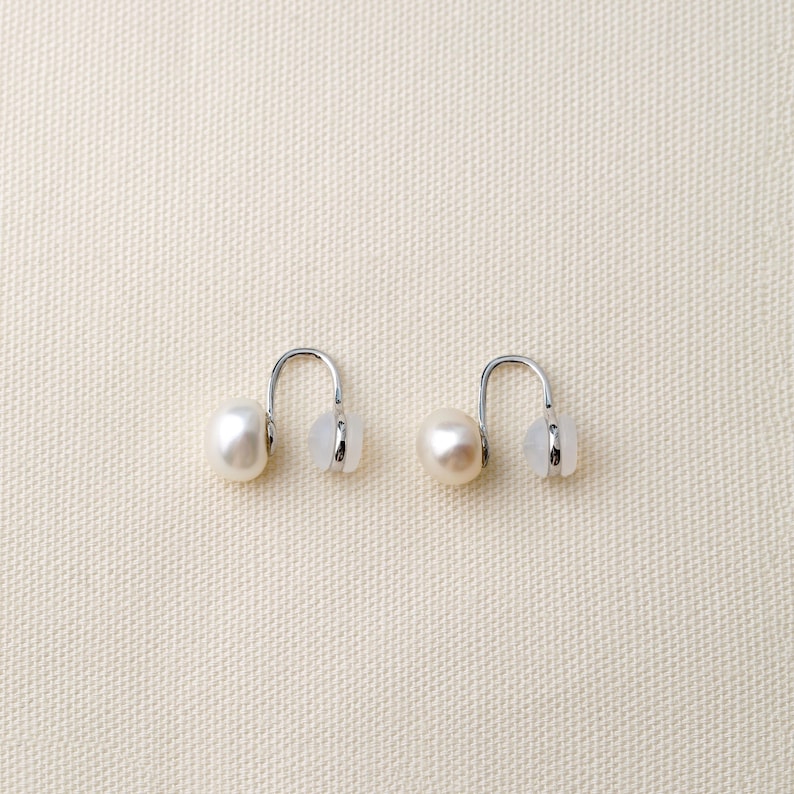 Natural Baroque Pearl Clip-On Earrings, 925 Sterling Silve
