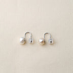 Natural Baroque Pearl Clip-On Earrings, 925 Sterling Silve