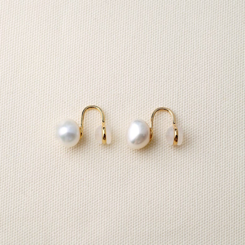 Natural Baroque Pearl Clip-On Earrings, 925 Sterling Silve