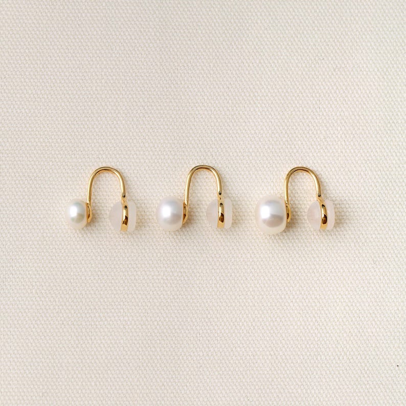 925 Sterling Silver Freshwater Pearl Clip-On Earrings, Minimalist Design