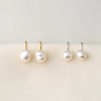 Natural Baroque Pearl Clip-On Earrings, 925 Sterling Silve