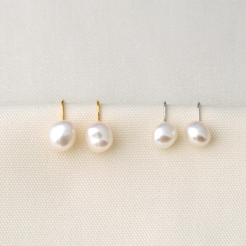 Natural Baroque Pearl Clip-On Earrings, 925 Sterling Silve