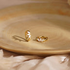 Opal hoop earrings, 925 silver plated with 18K gold, 10 mm