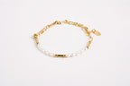 Baroque freshwater pearl bracelet, 14K gold-filled chain, adjustable 19 cm
