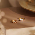 Opal hoop earrings, 925 silver plated with 18K gold, 10 mm