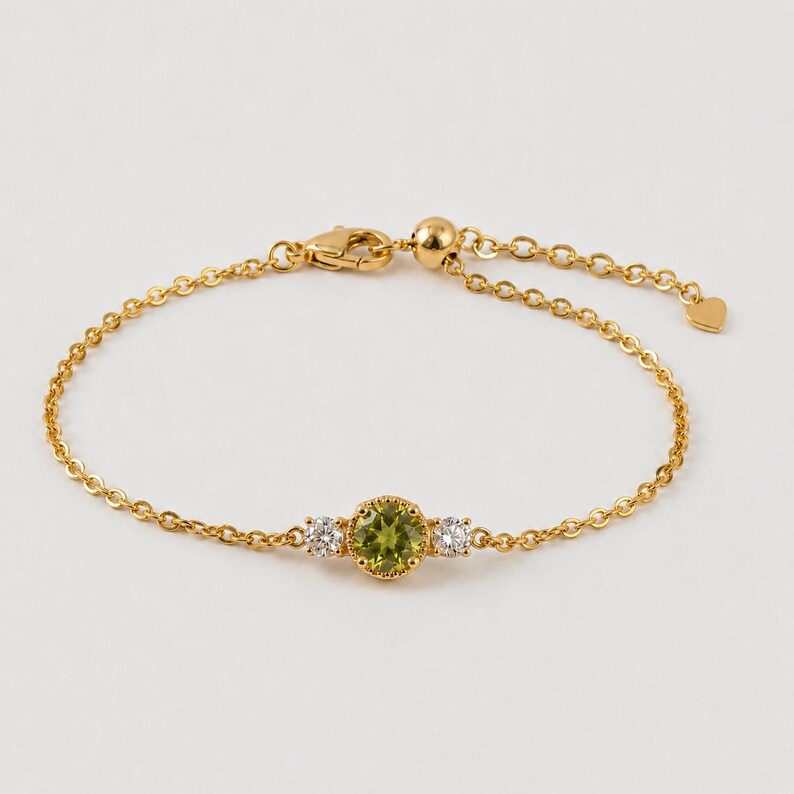 Green zircon and peridot crystal bracelet, accented with pearls and gold-tone elements