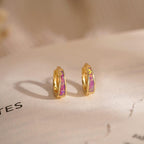 Opal hoop earrings, small hoop earrings (available in white, blue, and pink), minimalist style