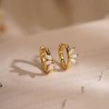 Opal hoop earrings, 925 silver plated with 18K gold, 10 mm