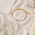 Baroque freshwater pearl bracelet, 14K gold-filled chain, adjustable 19 cm