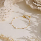 Pearl chain bracelet—22 cm adjustable gold-plated brass bracelet