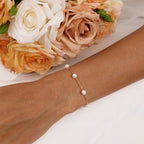 Pearl chain bracelet—22 cm adjustable gold-plated brass bracelet