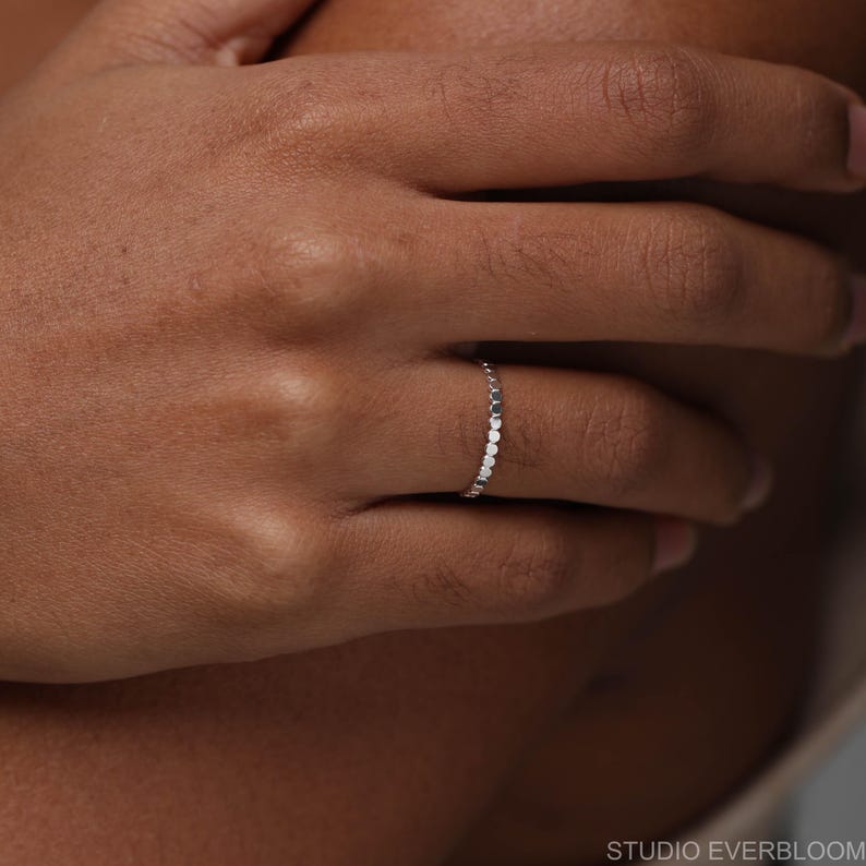 Sterling Silver Disc Ring, Minimalist Stackable Band, Dainty Everyday Jewelry