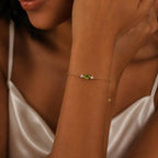 Green zircon and peridot crystal bracelet, accented with pearls and gold-tone elements