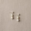 Triple Freshwater Pearl Drop Earrings, 925 Sterling Silver