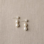 Triple Freshwater Pearl Drop Earrings, 925 Sterling Silver