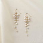 Grape-style freshwater pearl cluster earrings, 14K gold-filled drop-style jewelry, 7.5 cm in length