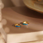 Opal hoop earrings, small hoop earrings (available in white, blue, and pink), minimalist style