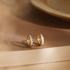 Opal hoop earrings, small hoop earrings (available in white, blue, and pink), minimalist style