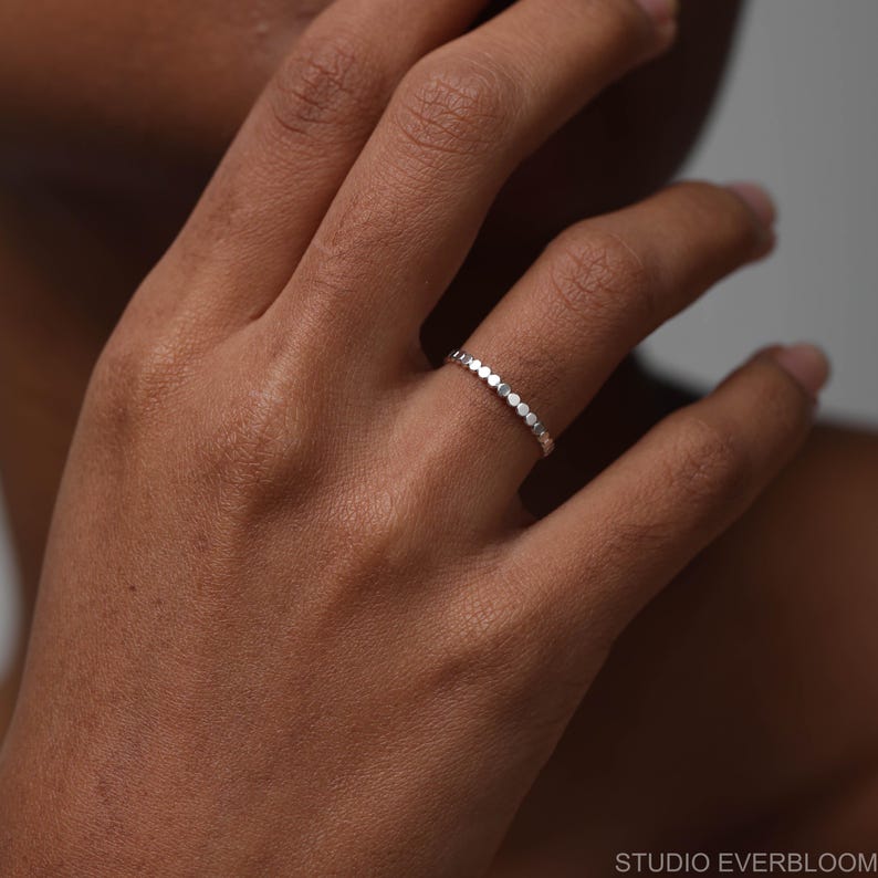 Sterling Silver Disc Ring, Minimalist Stackable Band, Dainty Everyday Jewelry