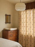 Linen curtains with embroidered puppy motifs, light-filtering, for farmhouse or rustic-style spaces