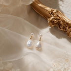 Baroque Freshwater Pearl Drop Earrings – Minimalist Gold-Tone Pearl Stud Earrings