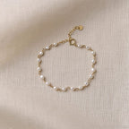 Gold Filled Baroque Pearl Bracelet, Tiny Freshwater Pearls, 7.1 Inch, Adjustable