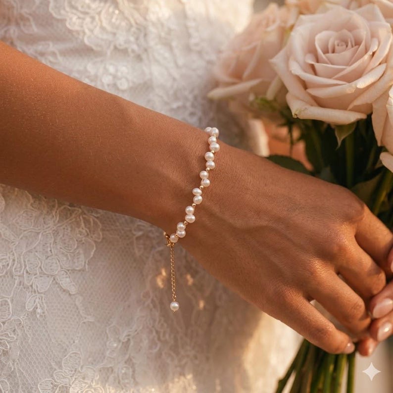 Freshwater pearl beaded bracelet (adjustable, 22 cm long)