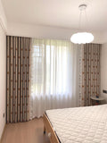 Teddy Bear Embroidered Linen Blend Curtain with Ruffle Edge, Beige