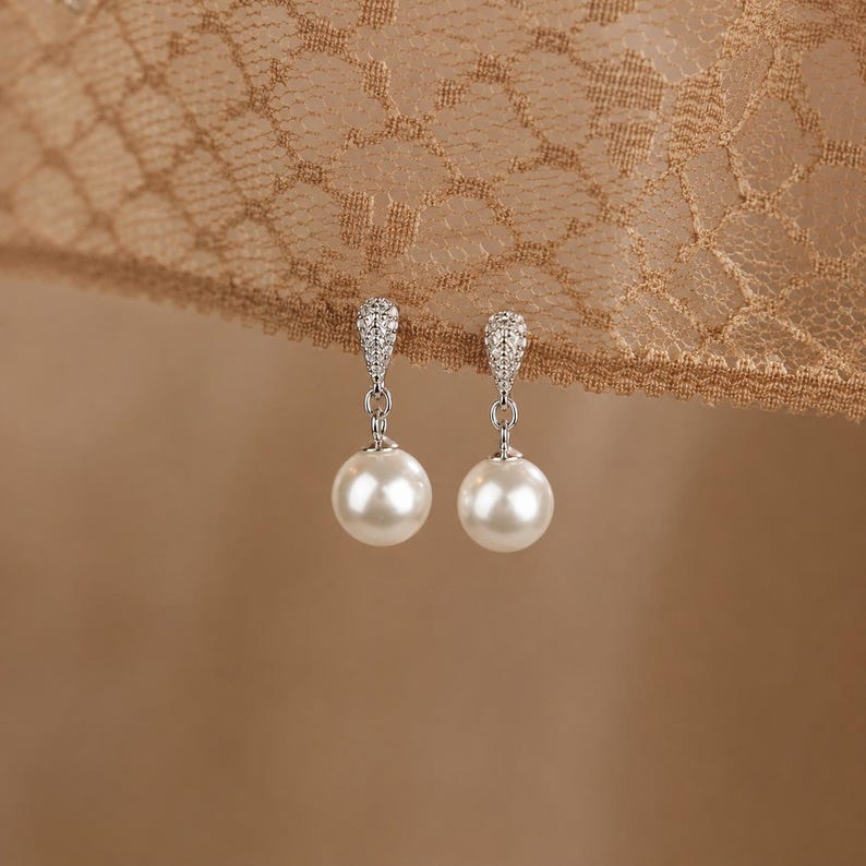 925 Sterling Silver Pearl Drop Earrings