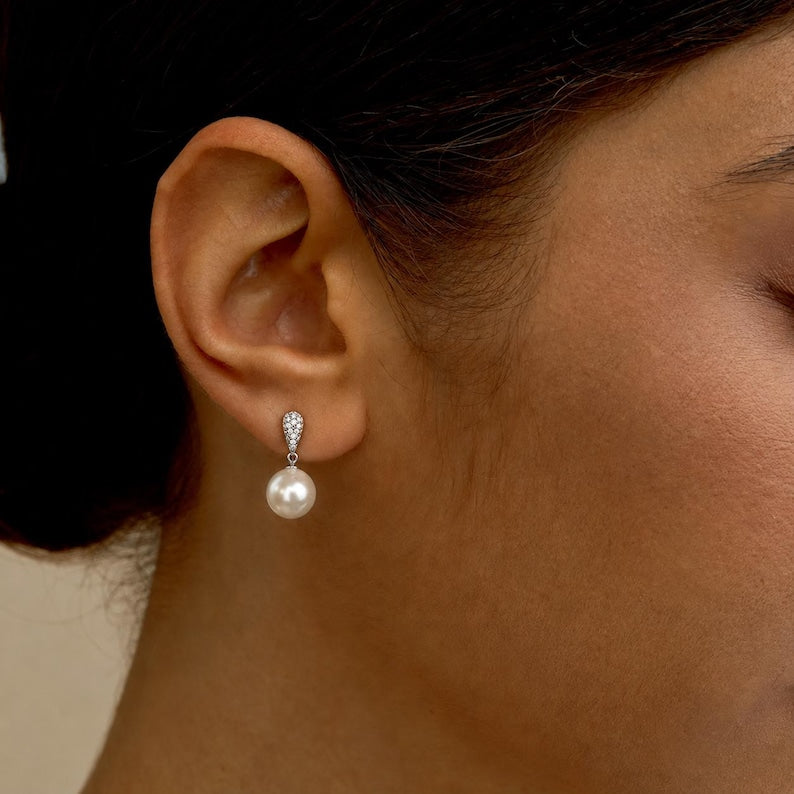 925 Sterling Silver Pearl Drop Earrings