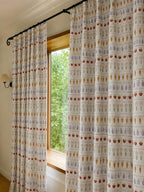 Jacquard Curtain Panel Linen Blend Farmhouse Striped Sage Green