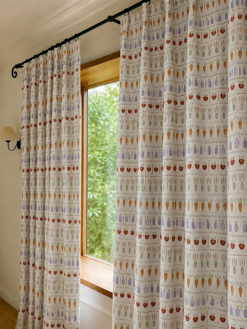 Jacquard Curtain Panel Linen Blend Farmhouse Striped Sage Green