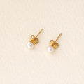 Women's 14K Solid Gold Freshwater Pearl Stud Earrings – Minimalist Design with Aurora-like Luster