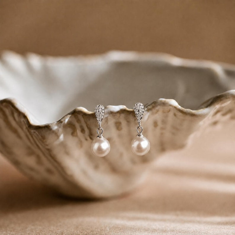 925 Sterling Silver Pearl Drop Earrings