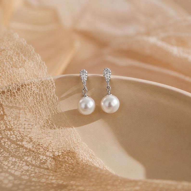925 Sterling Silver Pearl Drop Earrings